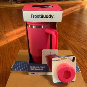 Thicc Buddy 40 oz Tumbler & protective Bumper Neon Pink